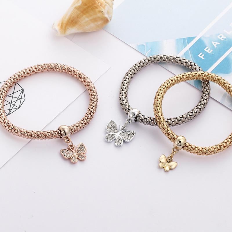 Charm Rhinestone Popcorn Bracelet