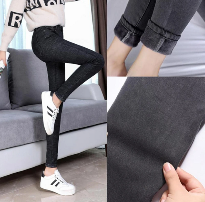 Women Plus Fleece Warm Jeans