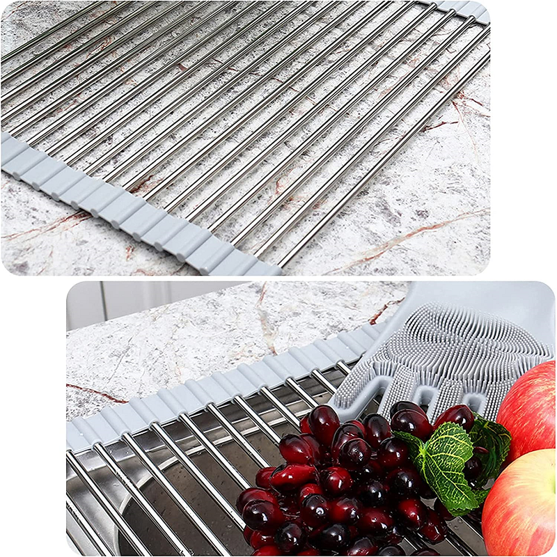 Stainless Steel Roll Up Dish Drying Rack, Foldable